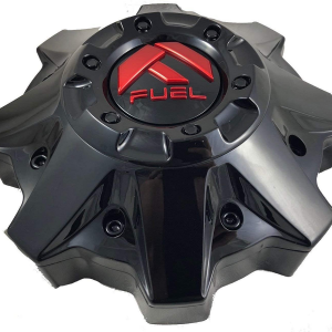 FUEL 8LUG CAP- GLOSS BLACK/RED