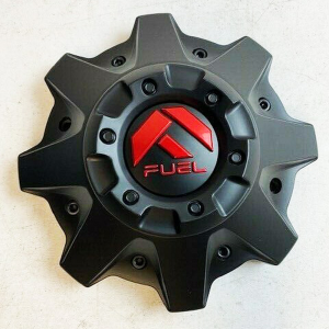 FUEL 8LUG CAP MT-BLACK / RED LOGO