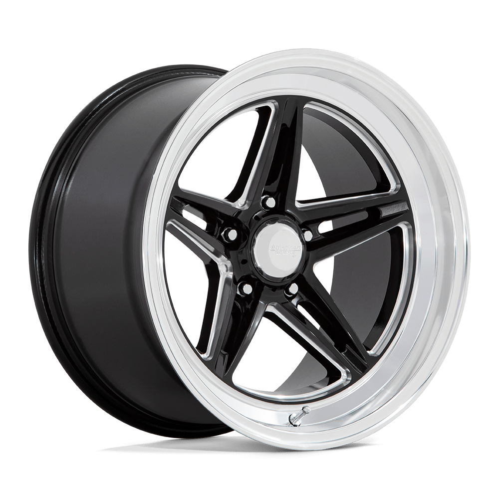 American Racing Vintage VN514 GROOVE GLOSS BLACK MILLED WITH DIAMOND CUT LIP - 5X4.5