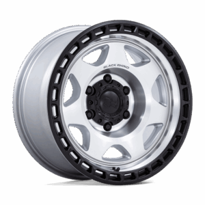 Black Rhino Hard Alloys BR018 VOYAGER SILVER MACHINED FACE W/ MATTE BLACK LIP - 6X120