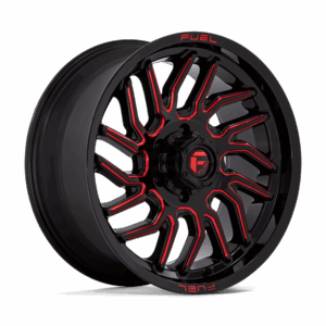 Fuel 1PC FC808 HURRICANE GLOSS BLACK MILLED RED TINT - 6X135