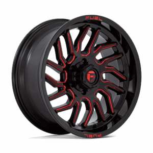 Fuel 1PC FC808 HURRICANE GLOSS BLACK MILLED RED TINT - 6X5.5