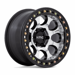 KMC KM237 RIOT BEADLOCK MACHINED FACE SATIN BLACK WINDOWS WITH SATIN BLACK RING - 6X5.5