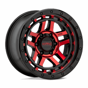 KMC KM540 RECON GLOSS BLACK MACHINED WITH RED TINT - 5X5.0