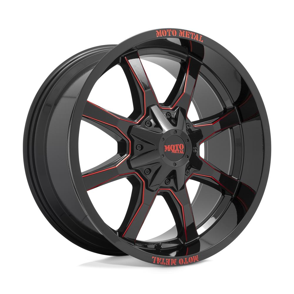 Moto Metal MO970 MO970 GLOSS BLACK MILLED WITH RED TINT & MOTO METAL ON LIP - 5X5.5/150