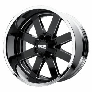 Moto Metal MO200 MO200 GLOSS BLACK MILLED CENTER CHROME LIP - 6X5.5