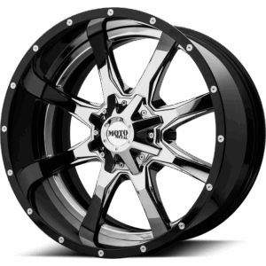 Moto Metal MO201 MO201 CHROME CENTER GLOSS BLACK MILLED LIP - 8X180