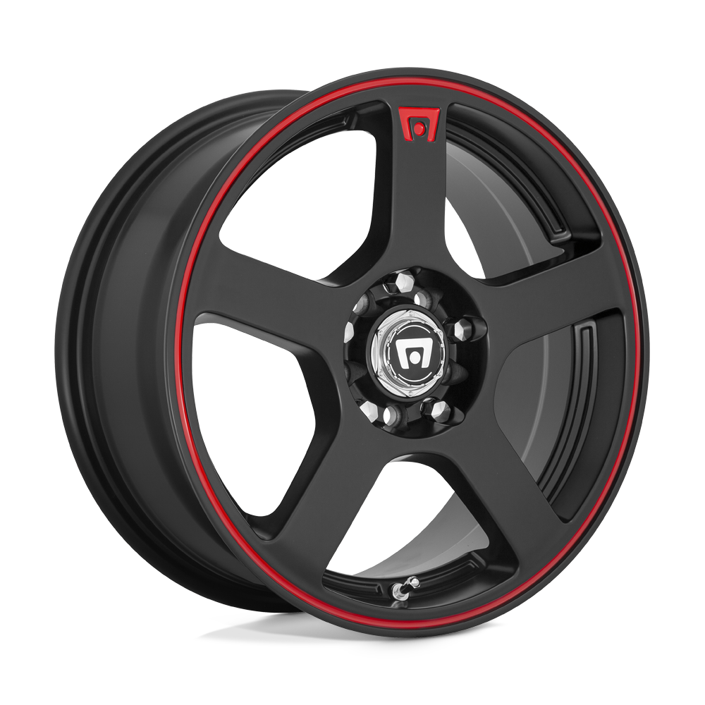 Motegi MR116 FS5 MATTE BLACK RED RACING STRIPE - 5X112/4.5