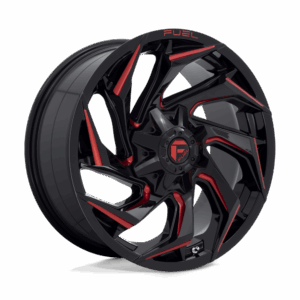 Fuel 1PC FC755 REACTION GLOSS BLACK MILLED WITH RED TINT - 8X6.5