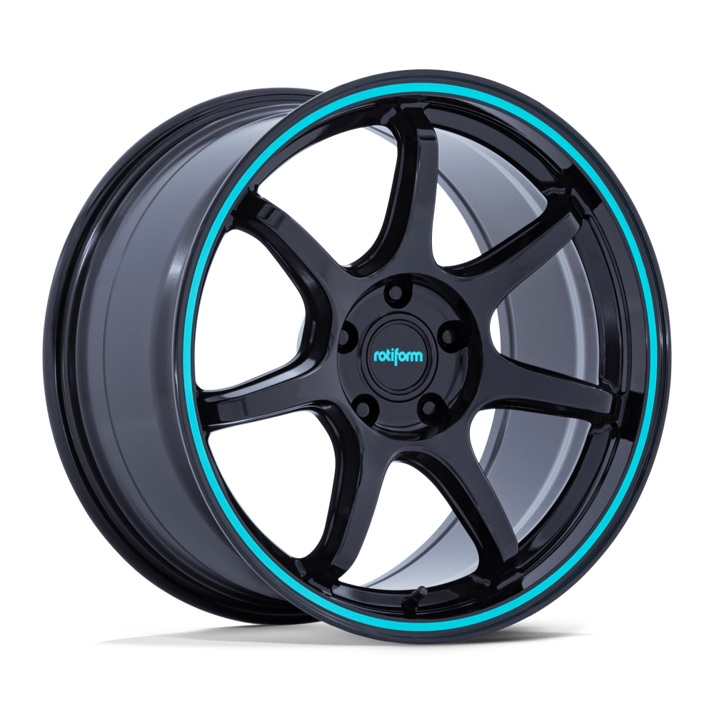 Rotiform RC208 BPU GLOSS BLACK W/ TEAL STRIPE - 5X100