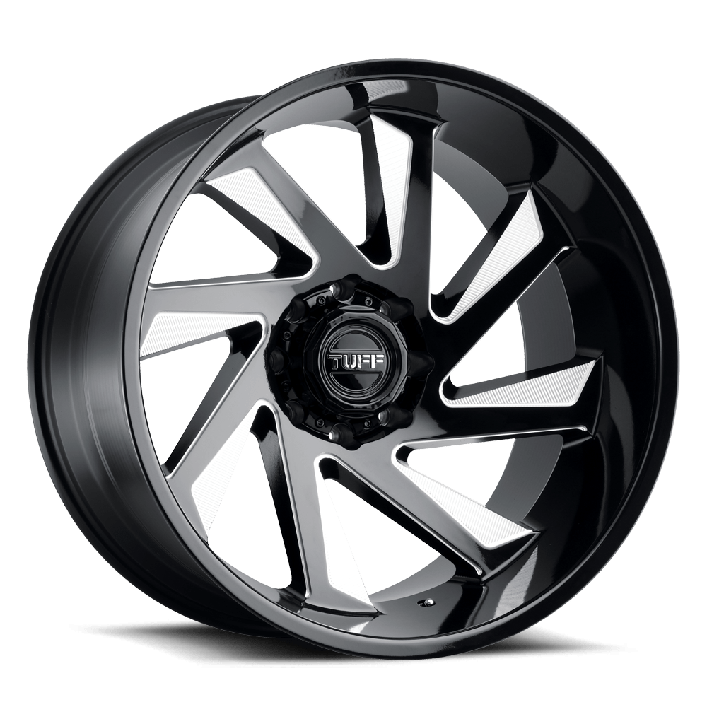 Tuff TUT1B T1B GLOSS BLACK W/ MILLED SPOKES - 5X5.0