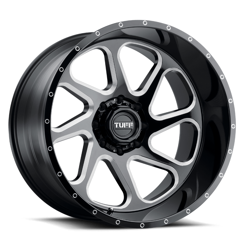 Tuff TUT2B T2B GLOSS BLACK W/ MILLED SPOKES - 8X6.5