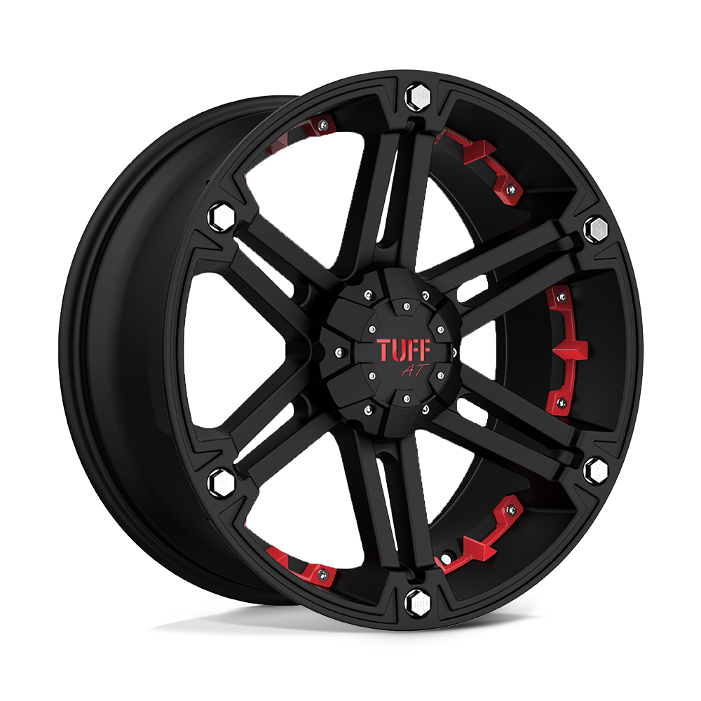 Tuff TUT01 T01 FLAT BLACK W/ RED INSERTS - 5X5.0/5.5