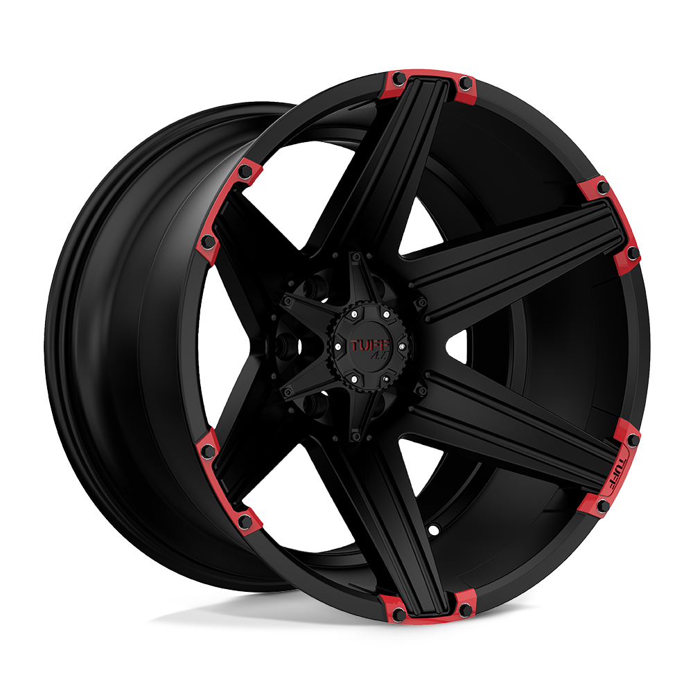 Tuff TUT12 T12 SATIN BLACK W/ RED INSERTS - 6X5.5