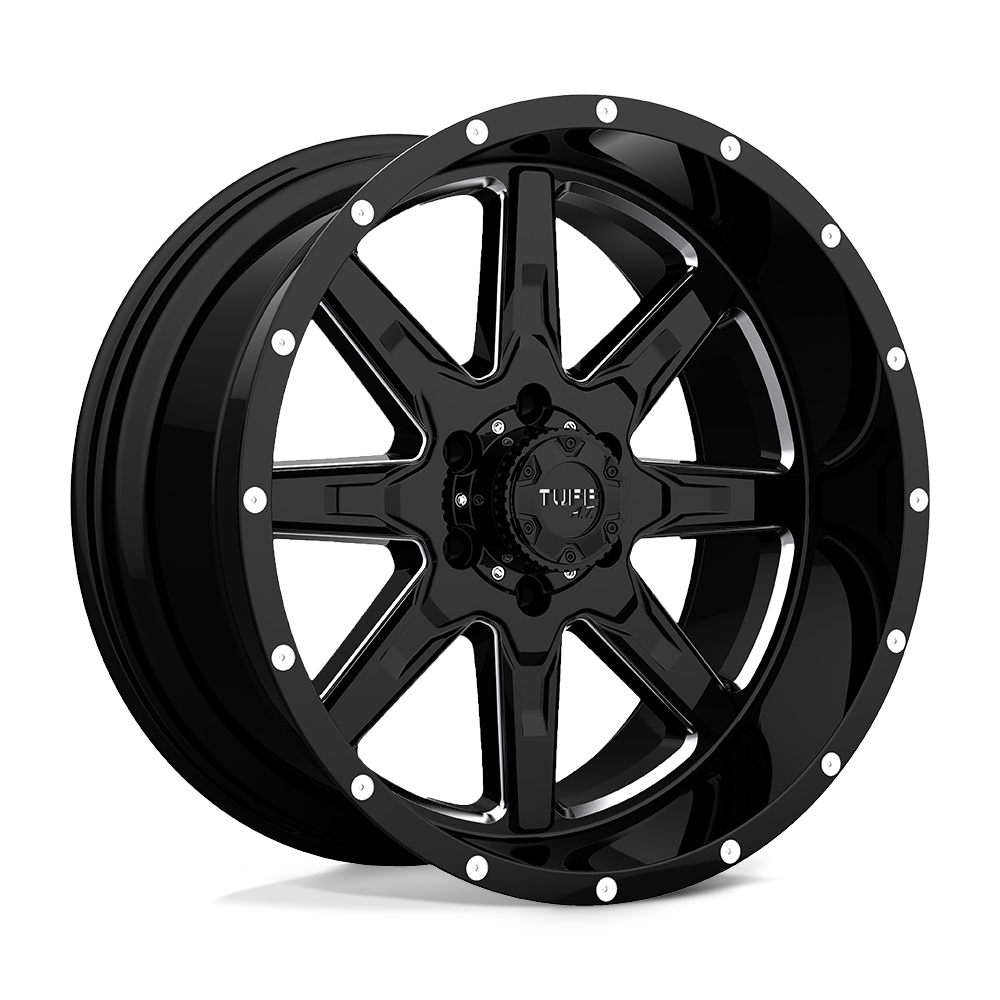 Tuff TUT15 T15 GLOSS BLACK W/ MILLED SPOKES - 5X5.0