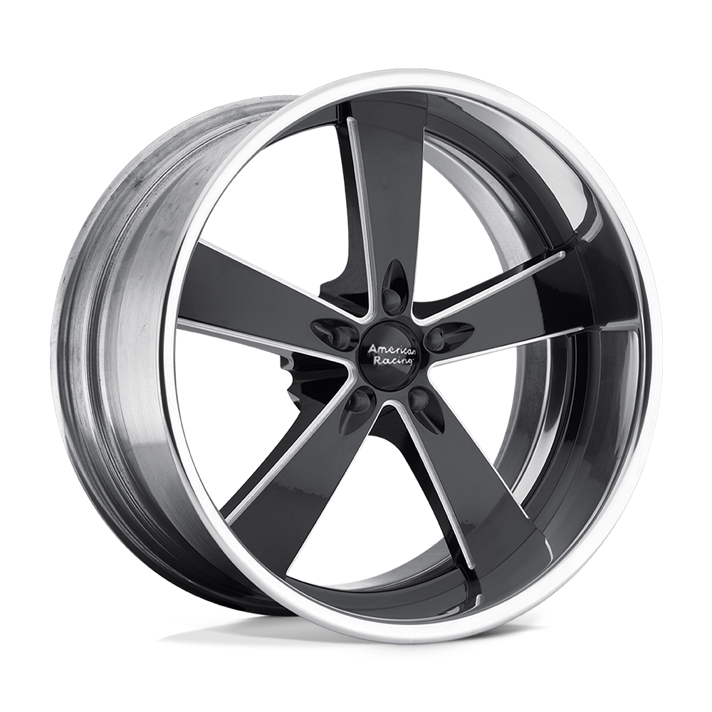 American Racing Vintage VN472 BURNOUT TWO-PIECE BLACK MILLED CENTER POLISHED RIM - BLANK