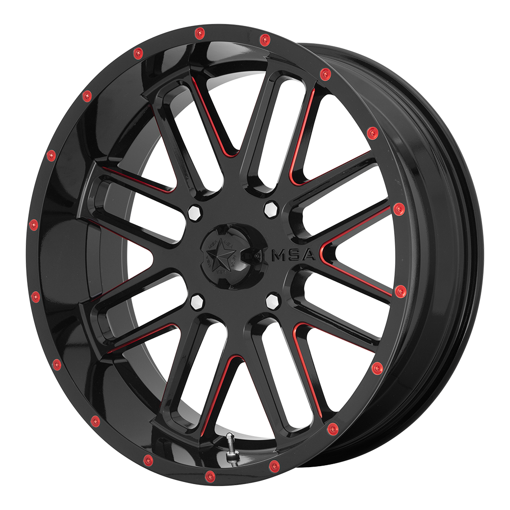 MSA Offroad Wheels MA035 BANDIT UTV GLOSS BLACK MILLED WITH RED TINT - 4X156