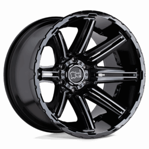 Black Rhino Hard Alloys BRRPG RAMPAGE GLOSS BLACK W/ MIRROR CUT FACE & TRANSLUCENT CLEAR - 6X135
